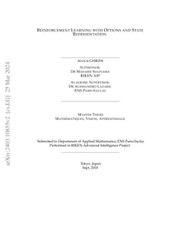 Reinforcement Learning with Options and State Representation