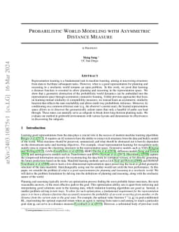 Probabilistic World Modeling with Asymmetric Distance Measure
