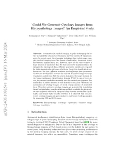 Could We Generate Cytology Images from Histopathology Images? An
  Empirical Study