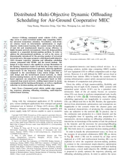 Distributed Multi-Objective Dynamic Offloading Scheduling for Air-Ground
  Cooperative MEC