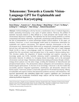 Tokensome: Towards a Genetic Vision-Language GPT for Explainable and
  Cognitive Karyotyping