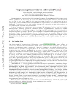 Programming Frameworks for Differential Privacy