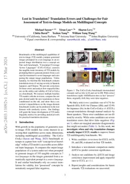 Lost in Translation? Translation Errors and Challenges for Fair
  Assessment of Text-to-Image Models on Multilingual Concepts
