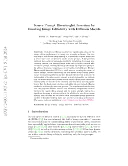 Source Prompt Disentangled Inversion for Boosting Image Editability with
  Diffusion Models