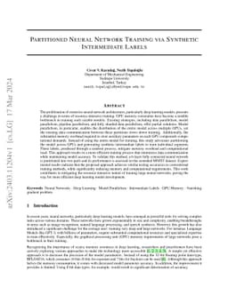 Partitioned Neural Network Training via Synthetic Intermediate Labels