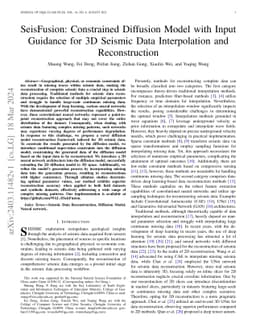 SeisFusion: Constrained Diffusion Model with Input Guidance for 3D
  Seismic Data Interpolation and Reconstruction