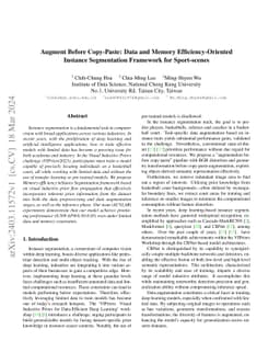 Augment Before Copy-Paste: Data and Memory Efficiency-Oriented Instance
  Segmentation Framework for Sport-scenes