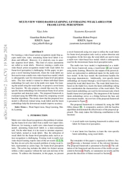 Multi-View Video-Based Learning: Leveraging Weak Labels for Frame-Level
  Perception