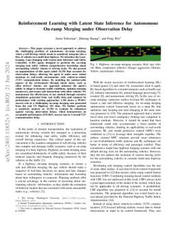 Reinforcement Learning with Latent State Inference for Autonomous
  On-ramp Merging under Observation Delay