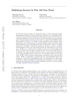 Multistep Inverse Is Not All You Need
