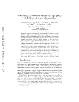 GetMesh: A Controllable Model for High-quality Mesh Generation and
  Manipulation