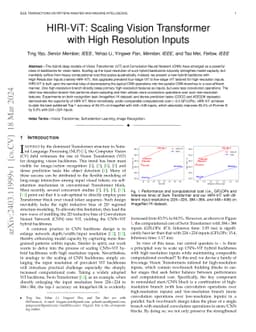 HIRI-ViT: Scaling Vision Transformer with High Resolution Inputs