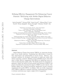 Defining Effective Engagement For Enhancing Cancer Patients' Well-being
  with Mobile Digital Behavior Change Interventions