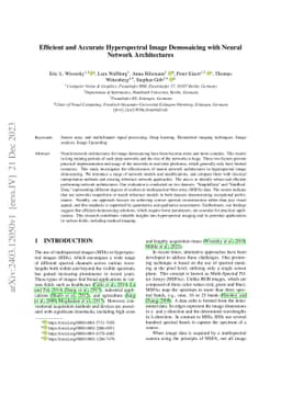 Efficient and Accurate Hyperspectral Image Demosaicing with Neural
  Network Architectures