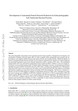 Development of Automated Neural Network Prediction for Echocardiographic
  Left ventricular Ejection Fraction