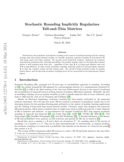 Stochastic Rounding Implicitly Regularizes Tall-and-Thin Matrices