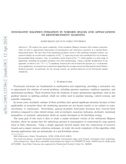 Stochastic Halpern iteration in normed spaces and applications to reinforcement learning