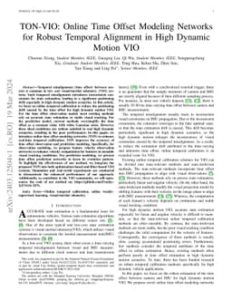 TON-VIO: Online Time Offset Modeling Networks for Robust Temporal
  Alignment in High Dynamic Motion VIO