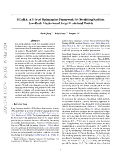BiLoRA: A Bi-level Optimization Framework for Overfitting-Resilient
  Low-Rank Adaptation of Large Pre-trained Models