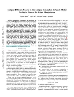 Subgoal Diffuser: Coarse-to-fine Subgoal Generation to Guide Model
  Predictive Control for Robot Manipulation