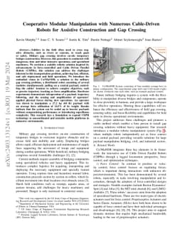 Cooperative Modular Manipulation with Numerous Cable-Driven Robots for
  Assistive Construction and Gap Crossing