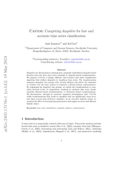 Castor: Competing shapelets for fast and accurate time series
  classification