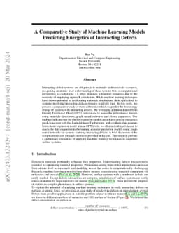A Comparative Study of Machine Learning Models Predicting Energetics of
  Interacting Defects