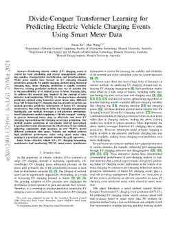 Divide-Conquer Transformer Learning for Predicting Electric Vehicle
  Charging Events Using Smart Meter Data