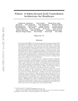 Polaris: A Safety-focused LLM Constellation Architecture for Healthcare