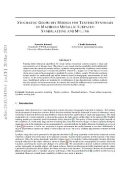Stochastic Geometry Models for Texture Synthesis of Machined Metallic
  Surfaces: Sandblasting and Milling