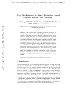 Have You Poisoned My Data? Defending Neural Networks against Data
  Poisoning