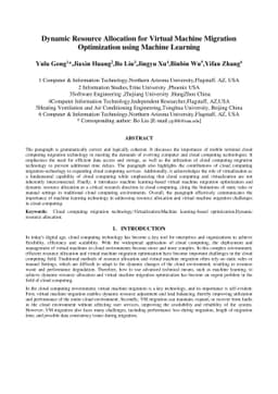 Dynamic Resource Allocation for Virtual Machine Migration Optimization
  using Machine Learning