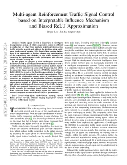 Multi-agent Reinforcement Traffic Signal Control based on Interpretable
  Influence Mechanism and Biased ReLU Approximation