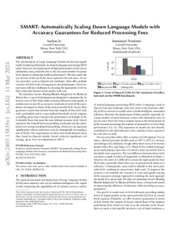 SMART: Automatically Scaling Down Language Models with Accuracy
  Guarantees for Reduced Processing Fees