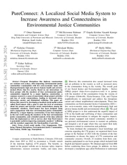 PureConnect: A Localized Social Media System to Increase Awareness and
  Connectedness in Environmental Justice Communities