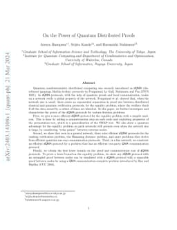On the Power of Quantum Distributed Proofs
