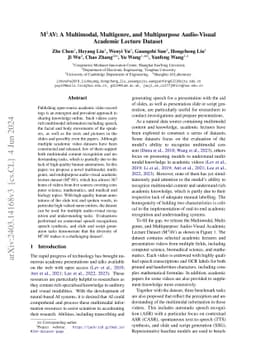 M$^3$AV: A Multimodal, Multigenre, and Multipurpose Audio-Visual
  Academic Lecture Dataset