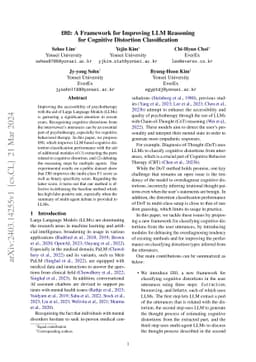 ERD: A Framework for Improving LLM Reasoning for Cognitive Distortion
  Classification