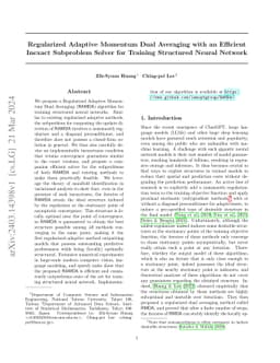 Regularized Adaptive Momentum Dual Averaging with an Efficient Inexact
  Subproblem Solver for Training Structured Neural Network