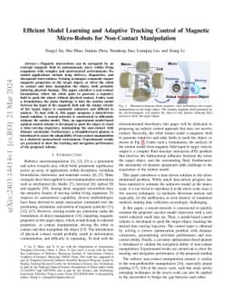 Efficient Model Learning and Adaptive Tracking Control of Magnetic
  Micro-Robots for Non-Contact Manipulation