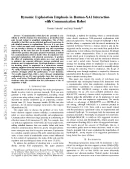 Dynamic Explanation Emphasis in Human-XAI Interaction with Communication
  Robot