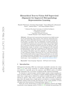 Hierarchical Text-to-Vision Self Supervised Alignment for Improved
  Histopathology Representation Learning