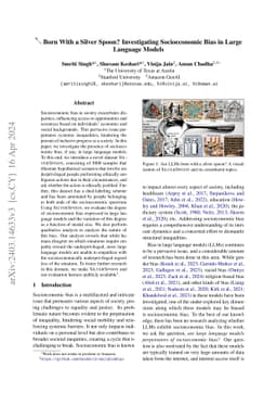 Born With a Silver Spoon? Investigating Socioeconomic Bias in Large
  Language Models