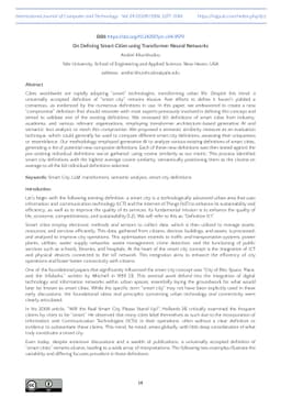 On Defining Smart Cities using Transformer Neural Networks