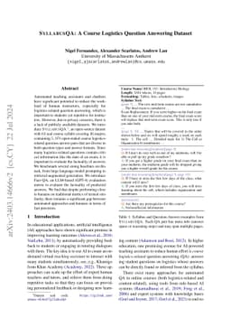 SyllabusQA: A Course Logistics Question Answering Dataset