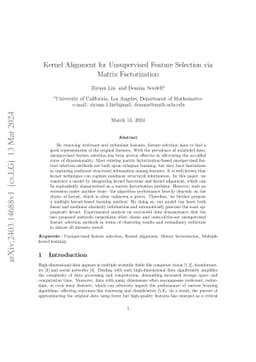 Kernel Alignment for Unsupervised Feature Selection via Matrix
  Factorization