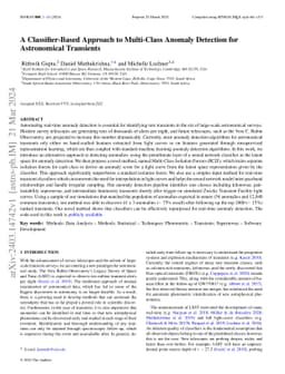 A Classifier-Based Approach to Multi-Class Anomaly Detection for Astronomical Transients