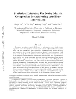 Statistical Inference For Noisy Matrix Completion Incorporating
  Auxiliary Information