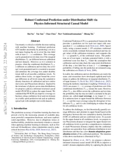 Robust Conformal Prediction under Distribution Shift via
  Physics-Informed Structural Causal Model