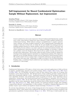 Self-Improvement for Neural Combinatorial Optimization: Sample without
  Replacement, but Improvement